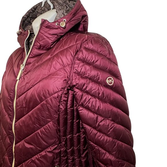 MICHAEL Michael Kors Reversible Packable Hooded Chevron Jacket size S New - Picture 5 of 12